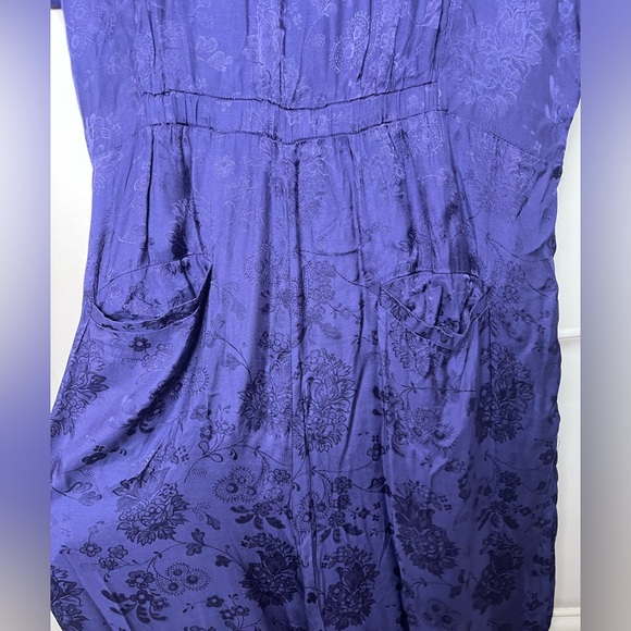 BUCKETLIST Clothing Women's Front Tie Button Down Jumpsuit Jacquard Navy L - Picture 3 of 11